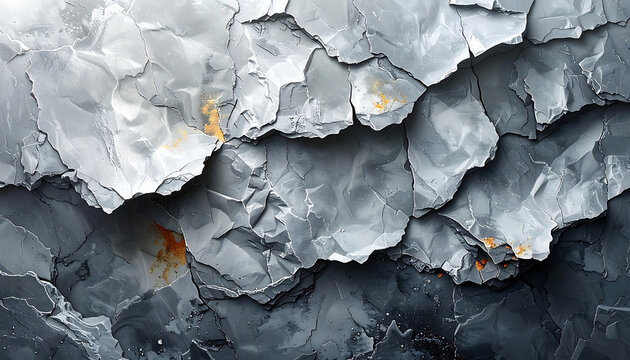 Abstract textured overlay of layered grey and white organic shapes with subtle rust orange accents, detailed rough edges and speckled highlights