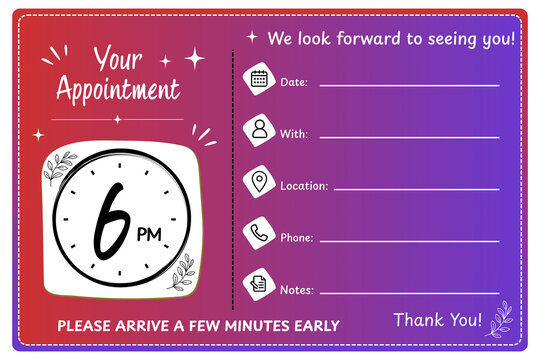 3 PM Gold Appointment Reminder Card Template with Clock, Appointment Booking, Medical Appointment, Dental Appointment, Salon Appointment, Printable Appointment Schedule, Editable Business Reminder For