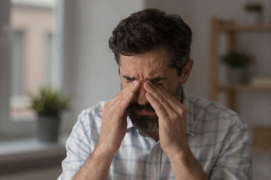 Man Expressing Deep Sorrow Closeup
