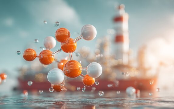 Detailed Visual Representation of Haber Process Molecule Structure in Chemical Plant