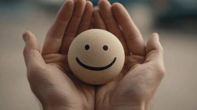 Hand Holds Smiling Egg
