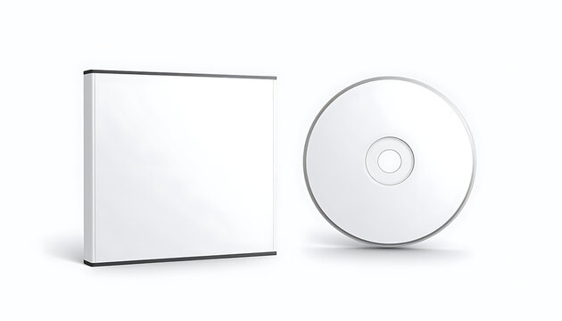Blank white cd case and disc mockup, digital storage media, isolated object for design