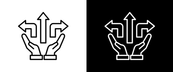 Naklejka premium Direction white and black icon set design