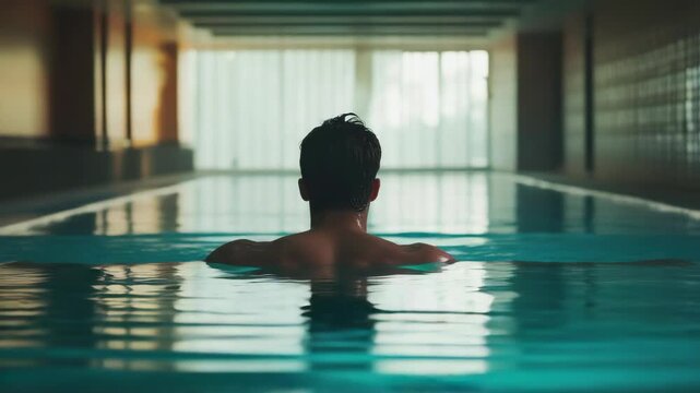 Swimmer in indoor pool