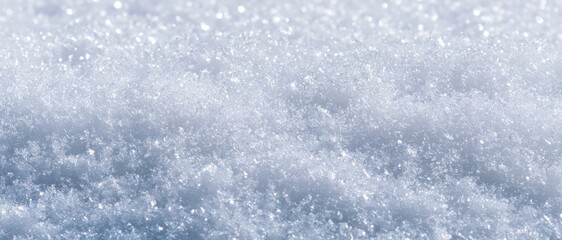 Fototapeta premium Fresh snow texture with sparkling crystals in natural winter light across a seamless background captured in a detailed macro view Generative AI