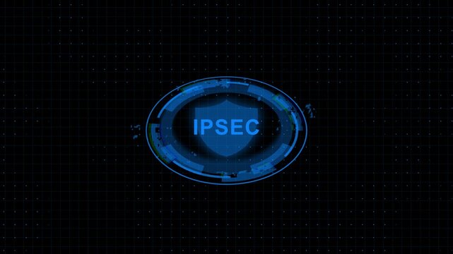 I psec vpn network security shield hud animation for cyber data protection ipsec cybersecurity