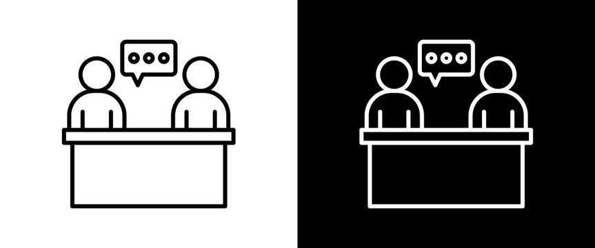 Discussion white and black icon set design