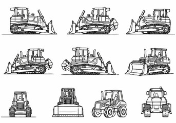 Collection of Bulldozer and Heavy Machinery Illustrations. © Nuri