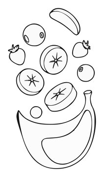 Acai smoothie bowl floating ingredients perspective .... Generative AI