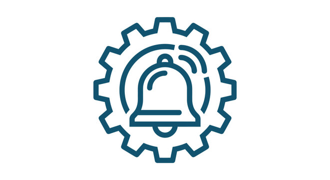 Notification Bell and Gear Settings Icon for System Alerts and Configuration Management