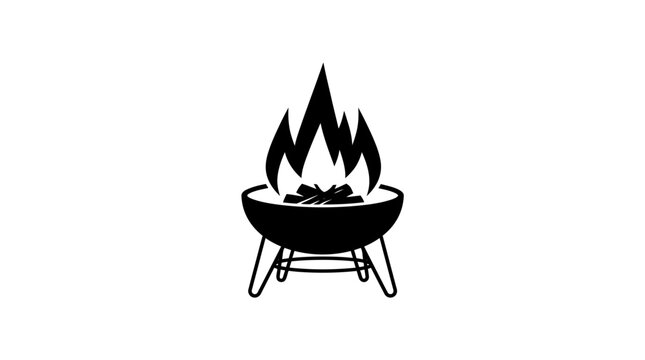 Minimalist black and white fire pit icon vector illustration