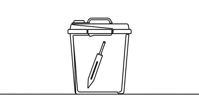 Pencil in trash bin icon white background.