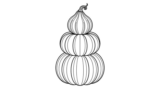 Black and white line art of stacked pumpkins illustration