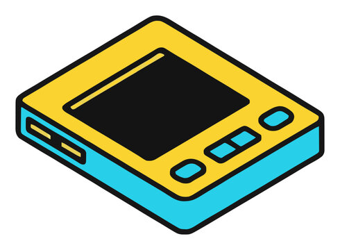 Vintage portable CD player isometric vector illustra.... Generative AI