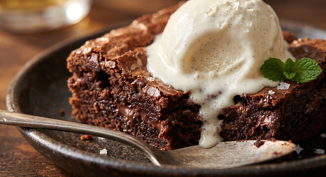 A bite of ice cream and cake