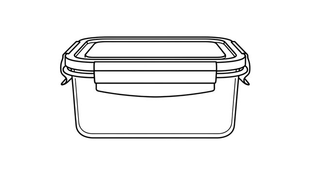 Empty plastic food storage container white background.
