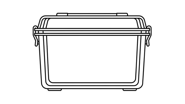 Plastic storage container with handles white background.