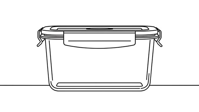 Plastic storage container with lid white background.