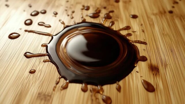 Coffee spill on wooden table