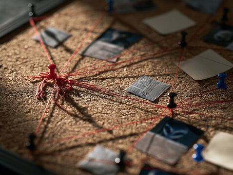 Conspiracy Investigation Board With Red String