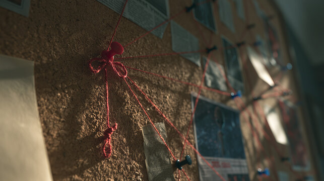 Conspiracy Investigation Board With Red String