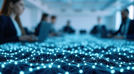 Obraz premium Technology and business team collaboration using a digital data network innovation