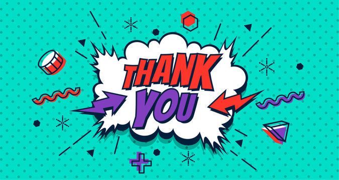 Colorful Thank You Comic Explosion Speech Bubble Design