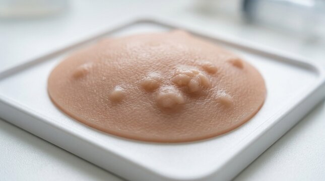 Breast examination training pad with palpable nodules - Medical Education Stock Photo