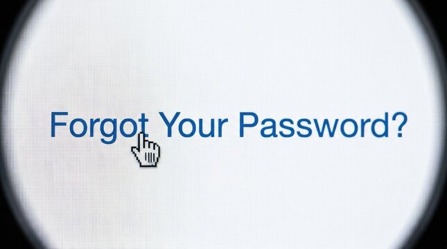 Computer screen display showing the blue text forgot your password with a white mouse cursor