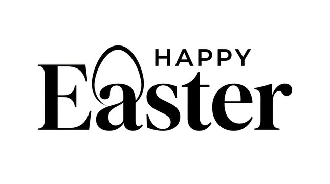 Happy easter lettering design featuring a creative egg shape integrated into the bold black typography