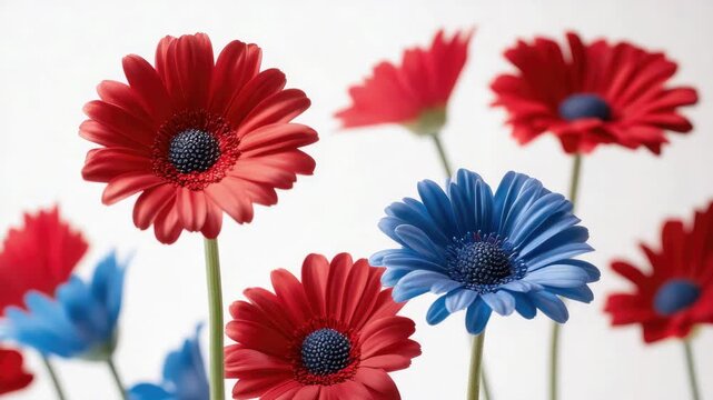 Vibrant Red and Blue Flower Bouquet