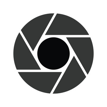Isolated camera aperture diaphragm symbol, abstract circular pattern with six blades, photography concept icon