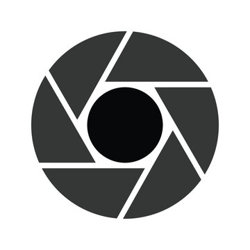 Isolated camera aperture icon, photographic diaphragm symbol, representing photography and optics, iris diaphragm design