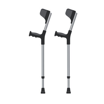 ​Medical crutches vector icon for injury rehabilitation support