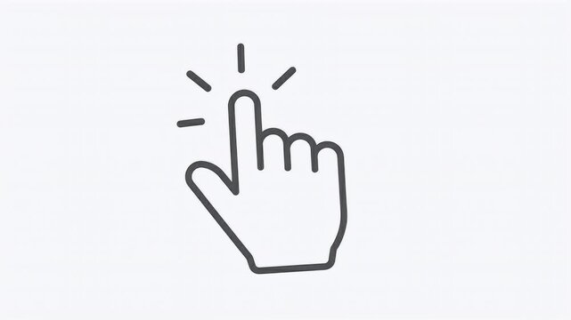 Clean Line Art Vector Icon of Hand Tapping or Clicking for User Interface and Digital Experience Design Elements