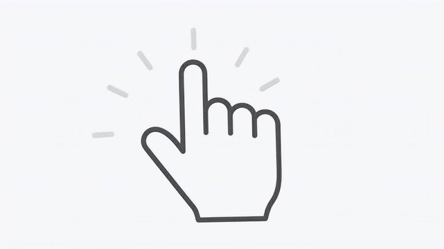 Vector Line Art Icon of Hand Clicking with Drop Shadow Effect for Modern User Interface Design