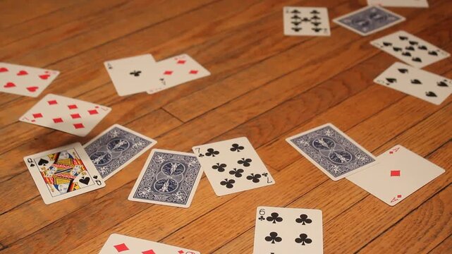 Playing Cards On Wood