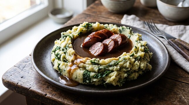 Traditional Dutch Stamppot Mash with Sausage