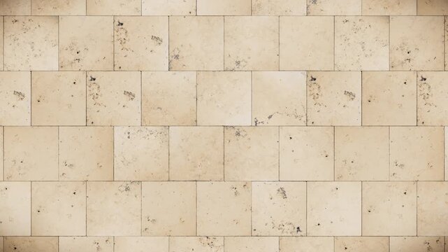 Abstract pattern background of light beige textured stone tiles with subtle dark specks, a seamless loop motion graphic