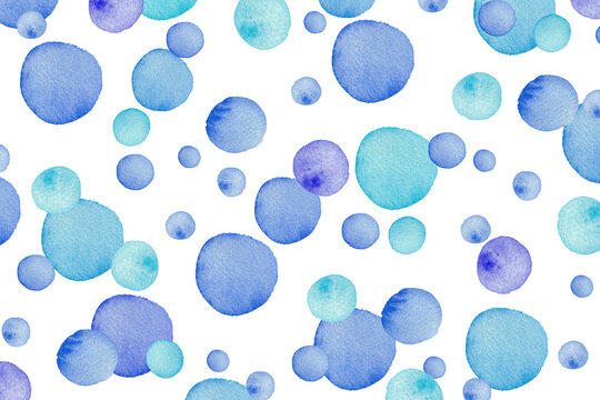 Hand Painted Watercolor Bubble Background in Blue and Purple Rectangular Design
