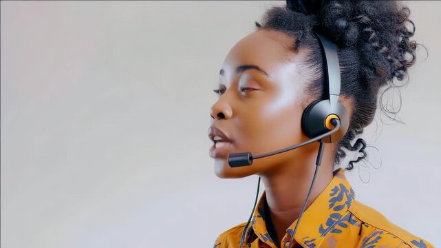 Smiling Woman with Headset and Black Background