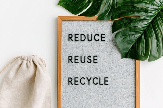 Sustainability and eco friendly concept with words recycle reuse reduce zero waste items