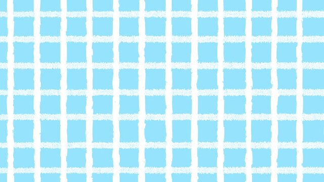 手描きの淡い水色チェック柄パターン背景動画素材