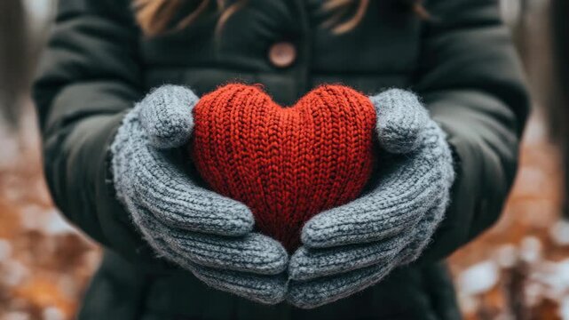 Hand holding a heart-shaped scarf