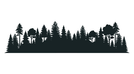 Forest Silhouette Panorama Border Isolated on White © Surya