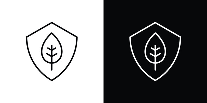 Shield with leafs icon simple elements series