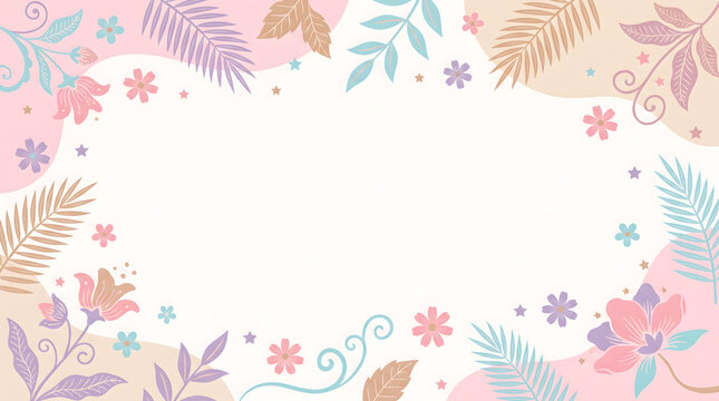 Abstract Pastel Batik Motifs with Floral Elements and Star Accents &ndash; Modern Indonesian Heritage Pattern Background for PowerPoint, Branding, Textile Design, and Creative Presentations