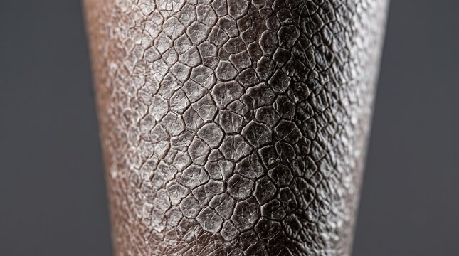 Macro close up of severely dry scaling skin with polygon plates from ichthyosis vulgaris