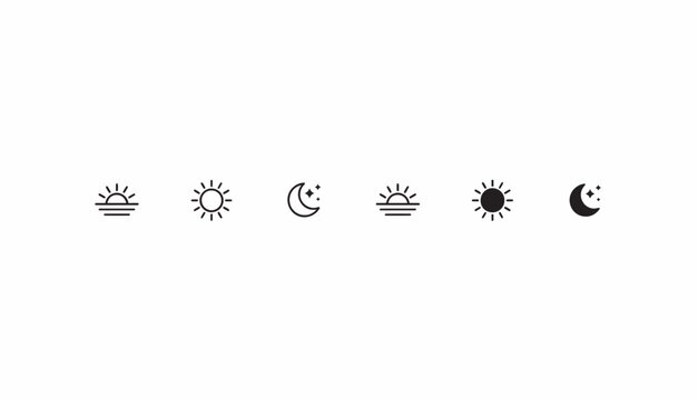 Clean vector icon set of sun and moon phases for weather and astronomy related applications