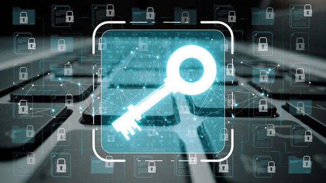 Digital security concept with key symbol on computer keyboard representing online protection and encryption technology in the modern digital era Sigmoid
